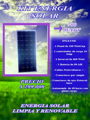 RENTAGAME CHILE Repuestos en Chile en Santiago |  Kit energ&iacute;a solar/prefiere la energia limpia/precio oferta: $ 299.000, Energia solar, limpia y renovable