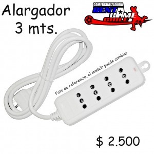RENTAGAME CHILE Repuestos en Chile en La Cisterna |  Alargador 3 mts/4 tomas de corriente .- precio: $ 2.500, Rentagame: maquinas de juego:  accesorios,repuestos, servicio tecnico